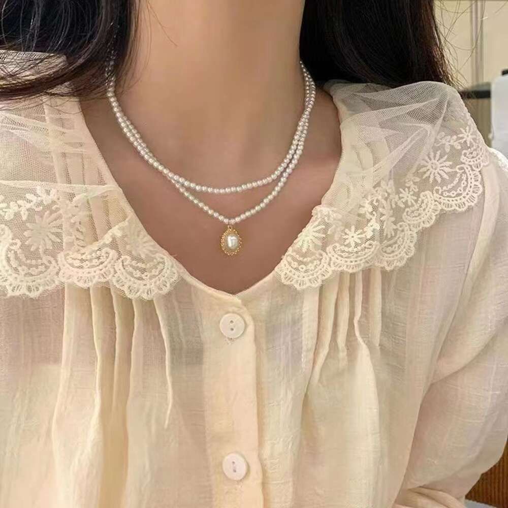 Collier de perles de tournesol double épaisseur