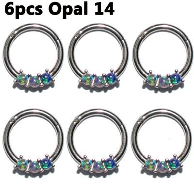 6 pièces opale 14-1.2x8mm