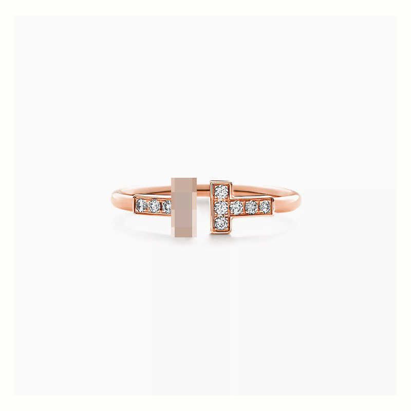 Rose Gold Diamond Double T Ring