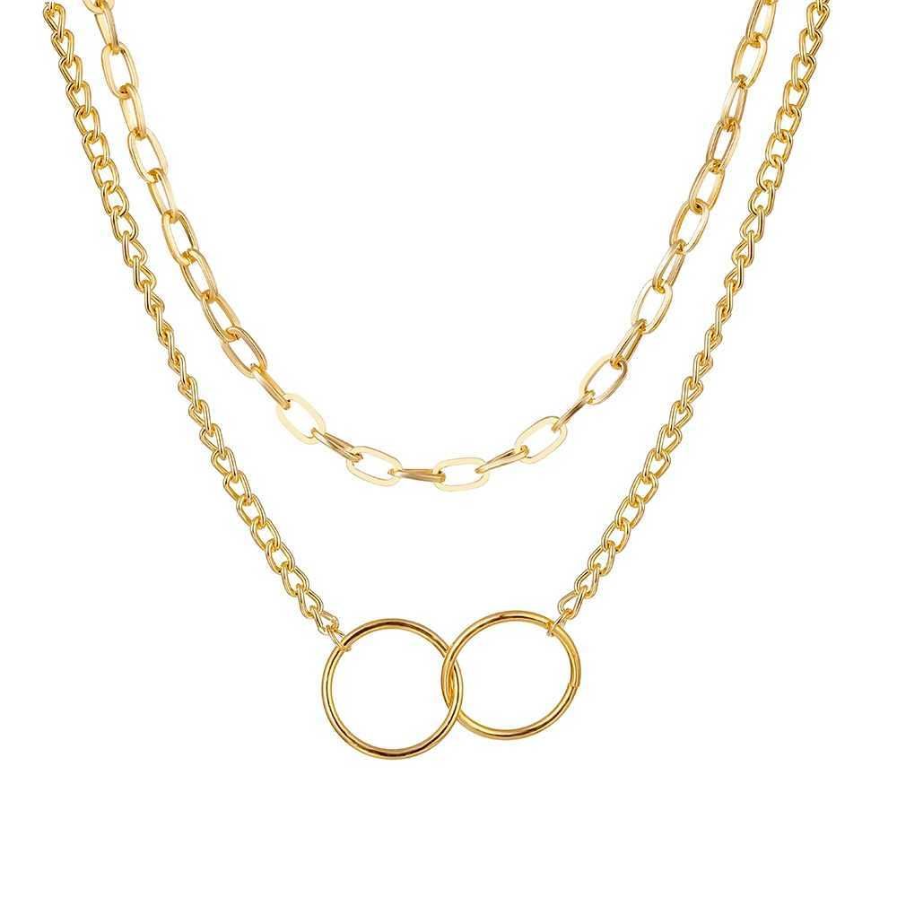 Pendentif IPARAM Chaîne épaisse Fermoir à bascule Colliers à cercles liés mixtes pour femmes Collier ras du cou minimaliste Chaud_voghion.com