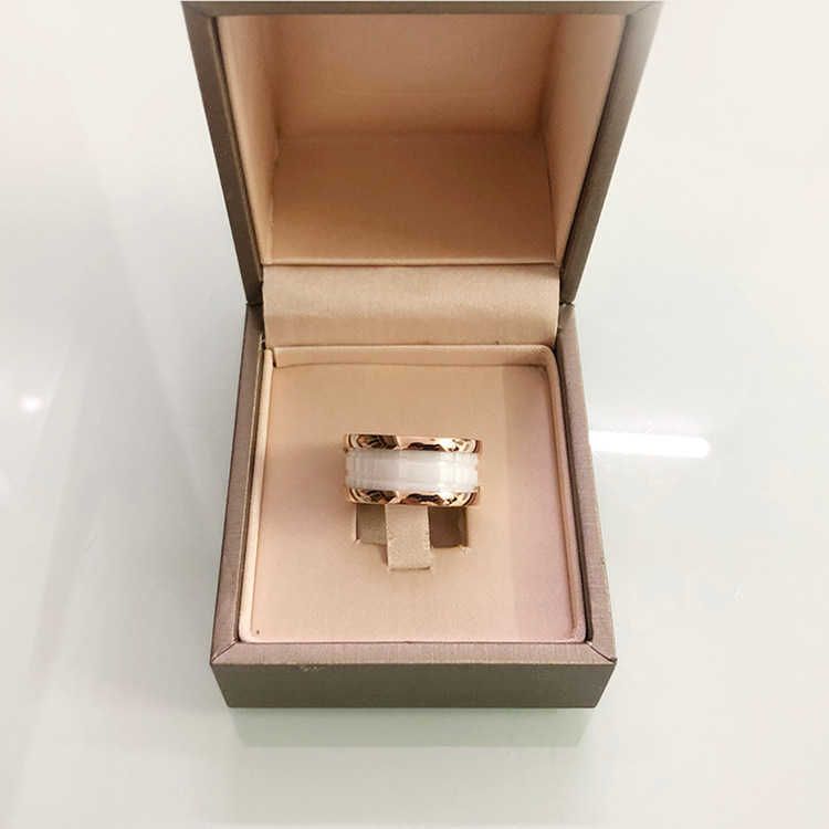 Céramique blanche en or rose (double bague)