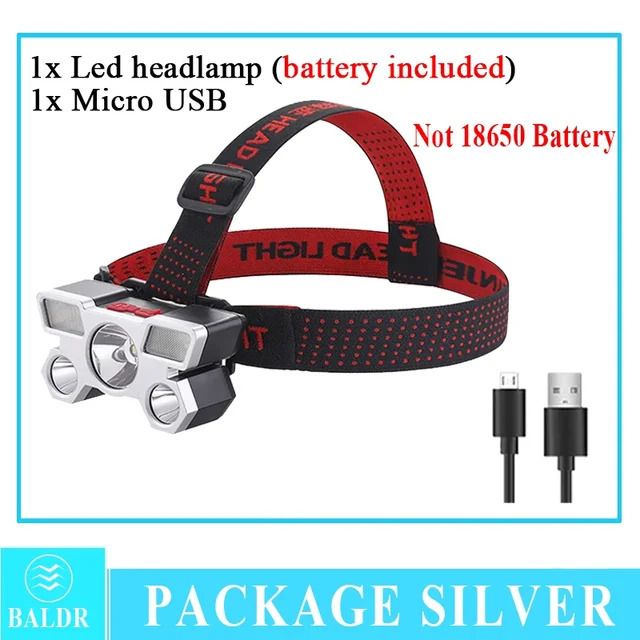 Headlamp Silver-Built in Battery