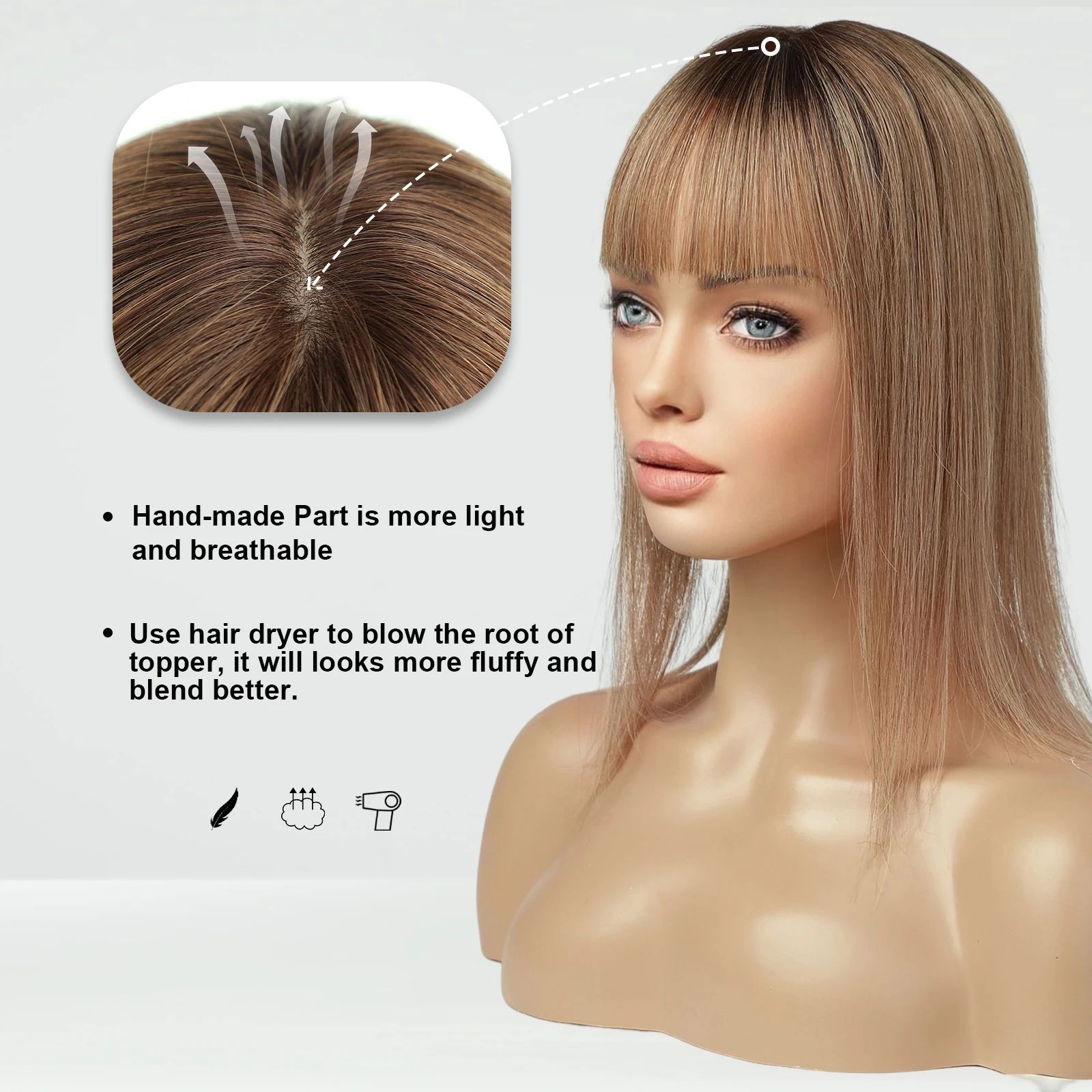 Toupee Color:Ombre Light Brown