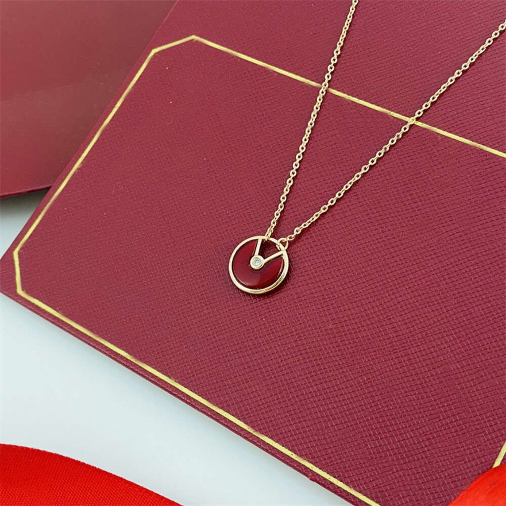 Rose Gold+red Kaga Necklace Amulet