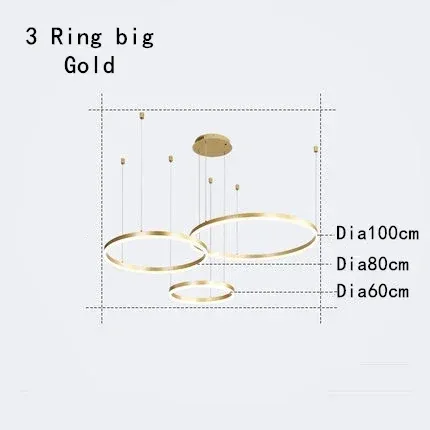 Warm light 3 Ring big Gold