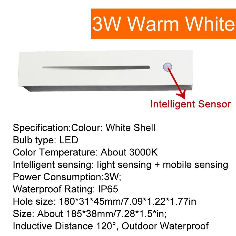 PIR IP65 White Shell warmes Licht