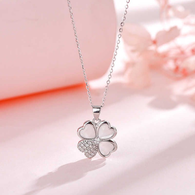 Lucky Clover-ketting (platina)-925 S