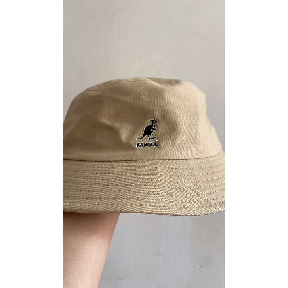 Khaki Cotton Flat Top Fisherman Hat