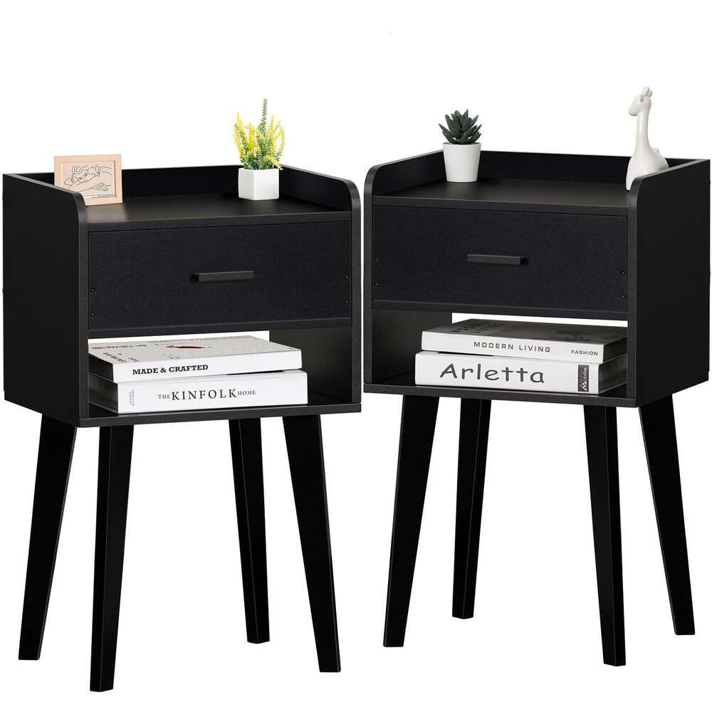 Black Nightstand Set 2