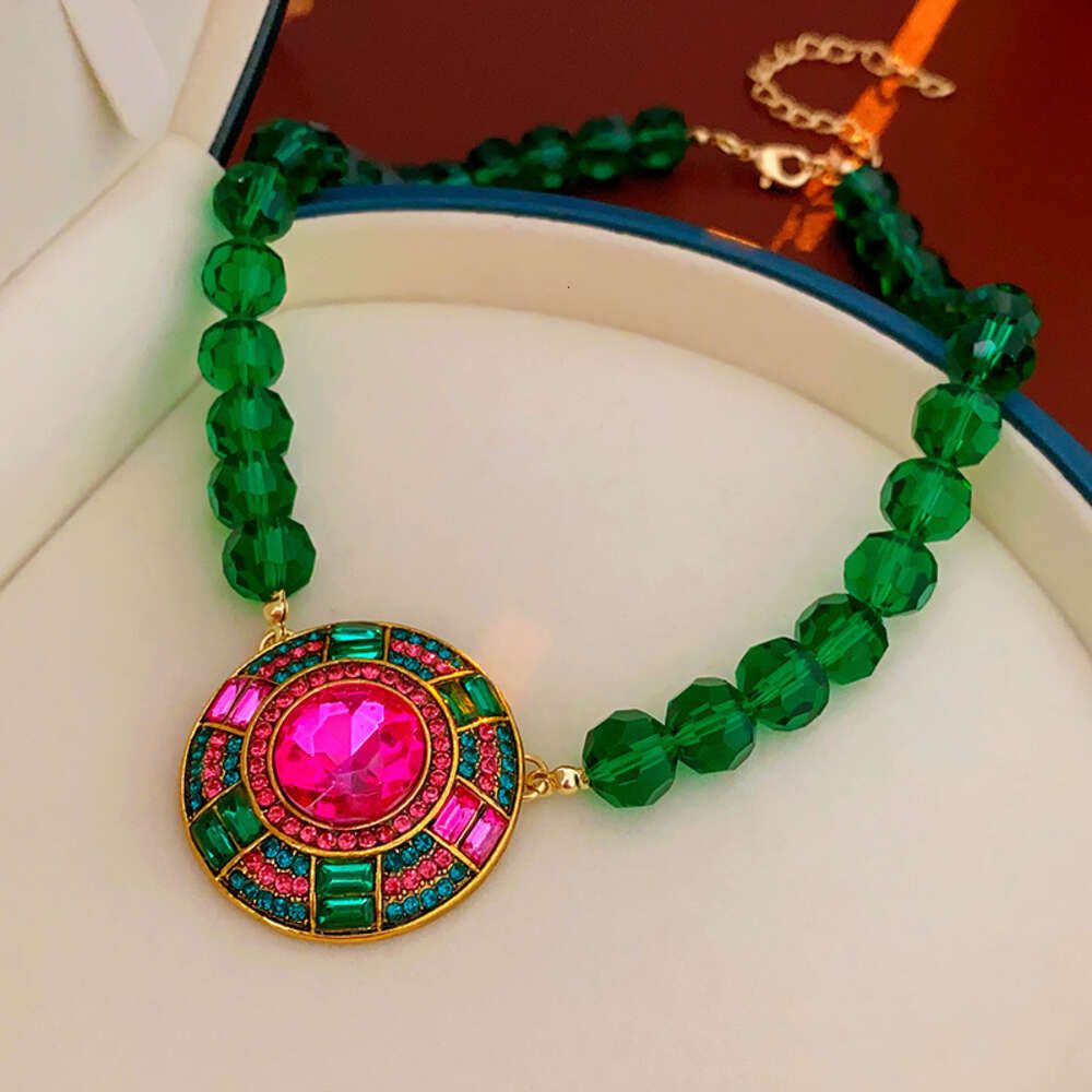 30 # Necklace - Green Ball Crystal