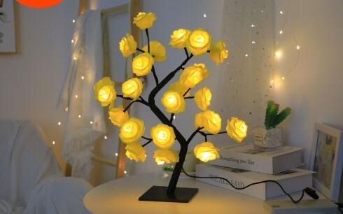 24 Yellow Rose Lamp USB with Switch