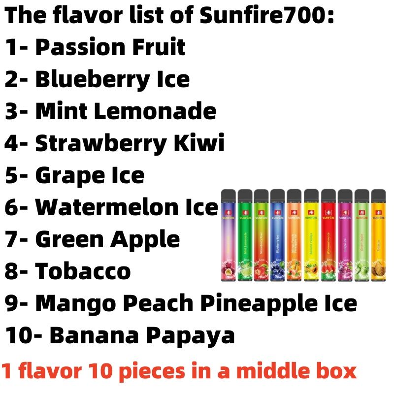 Sunfire 700 20mg-Mix Flavours