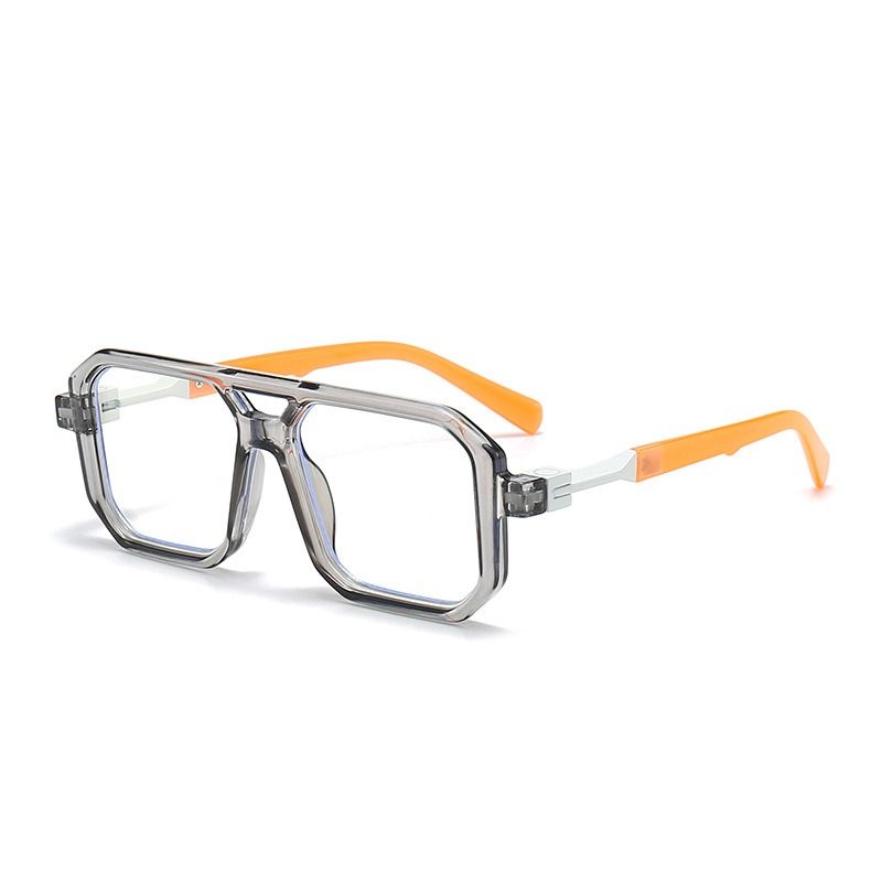 Grey orange frame clear lens