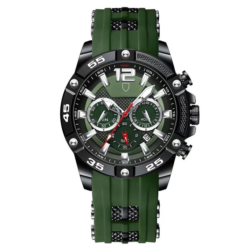 912 black shell green silicone strap