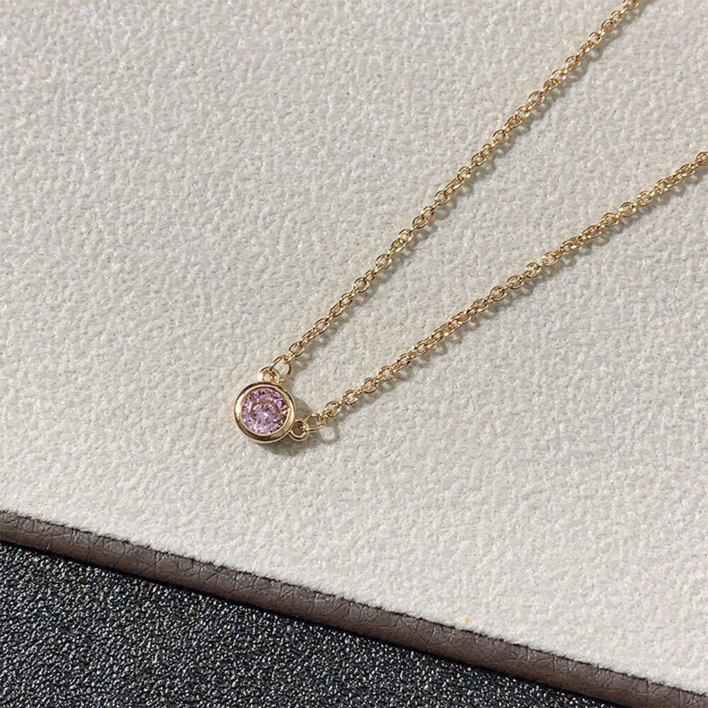 Enkele diamant Ufo ketting roze diamo