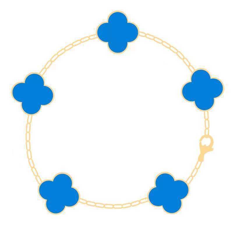 Blue Shell Five Flower Bracelet (gold)