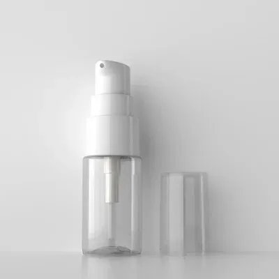 Botella de plástico transparente de 10 ml de color blanco.