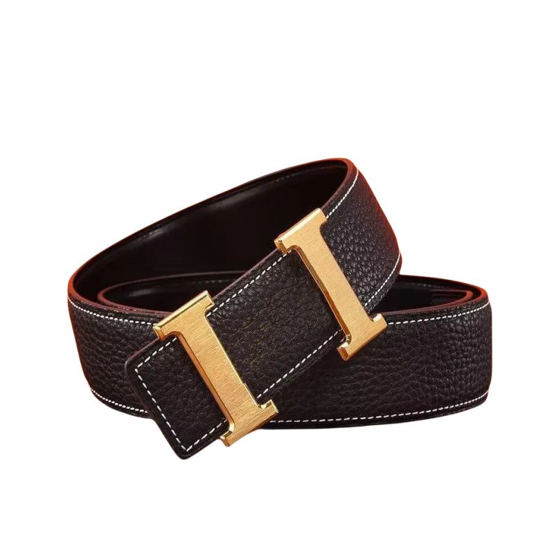 Buchle dorée + ceinture marron