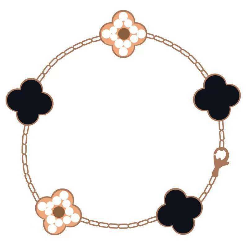 Diamond Black Agate Five Flower Bracel