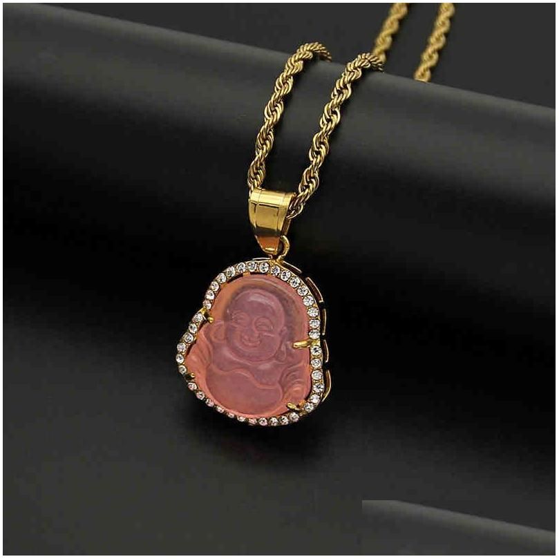 Collier Bouddha rose