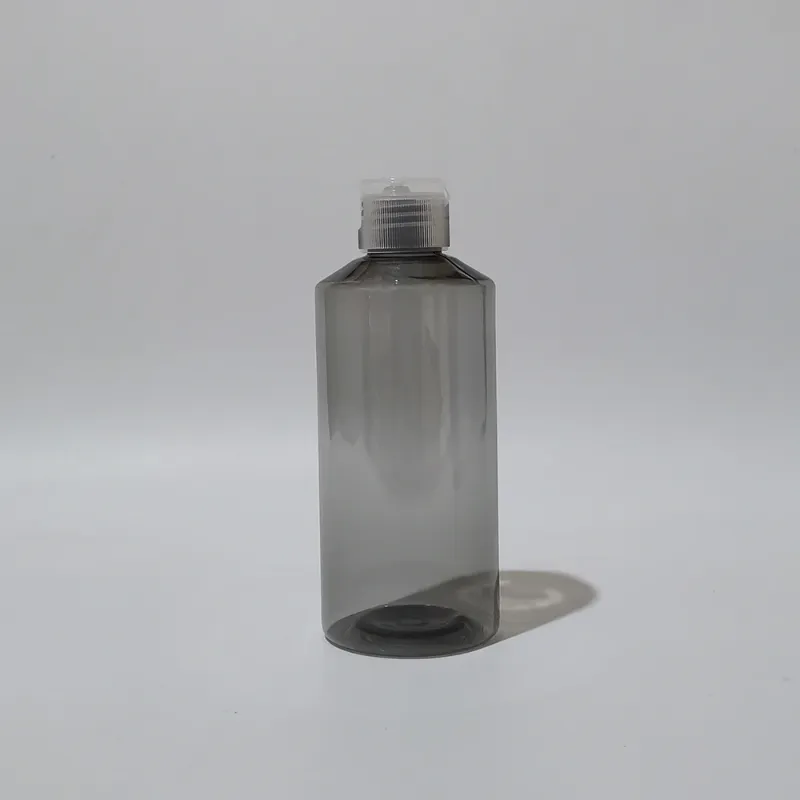 Garrafa plástica cinza de 200ml transparente