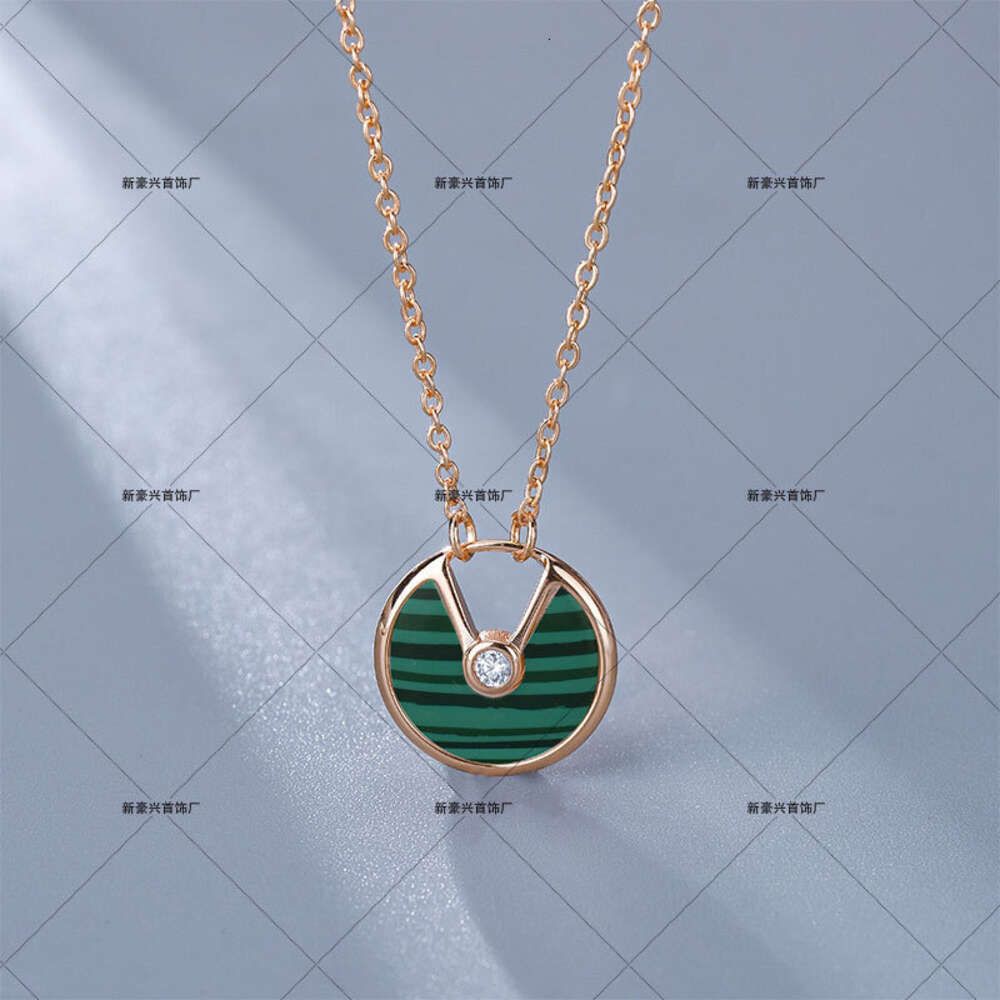 Amulet Necklace Green Malachite-Rose G