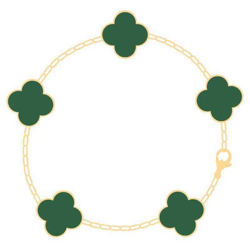 Peacock Green Five Flower Bracelet (go