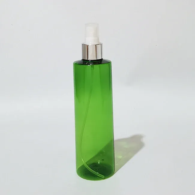 250ml plastic green bottle silver