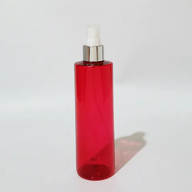 Bouteille en plastique rouge argentée de 250 ml