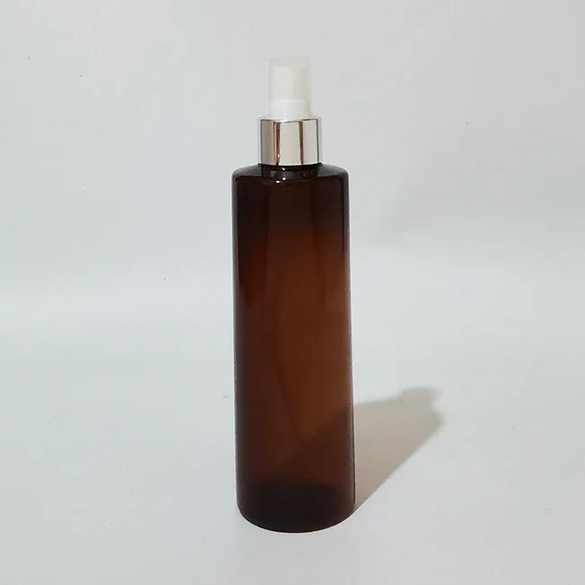 250ml plastic brown bottle silver