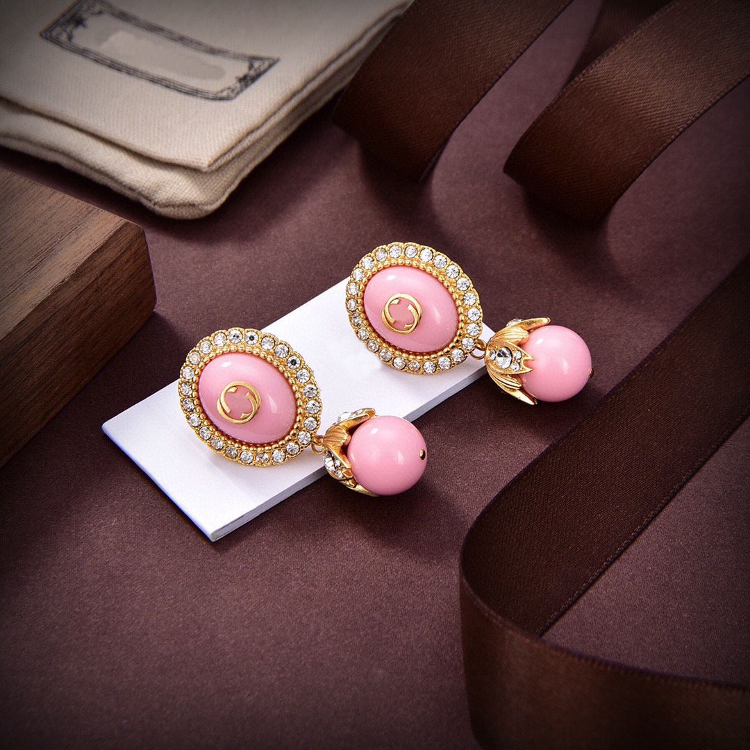 pink earrings+box