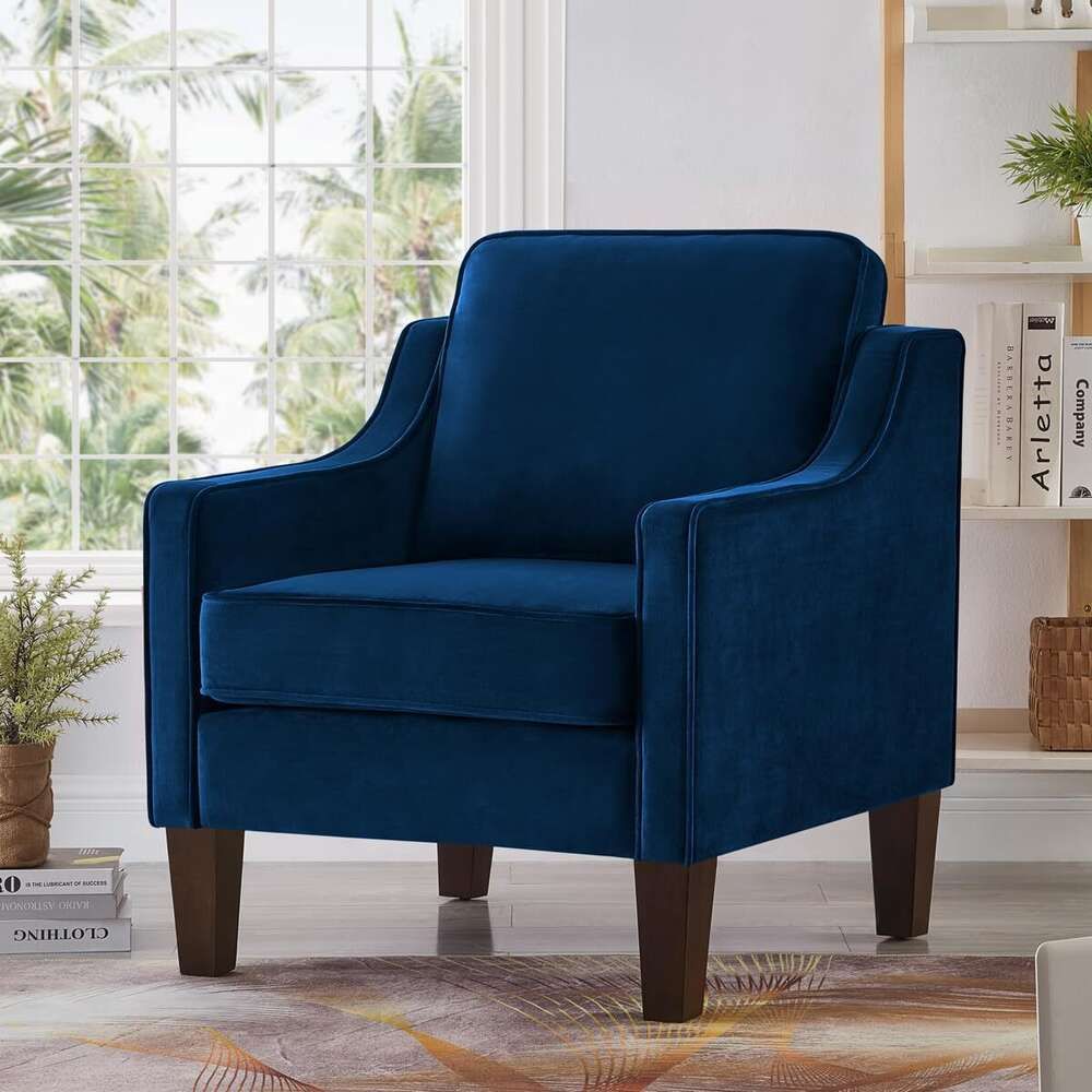 Navy Square Accent Chair-Round Accent