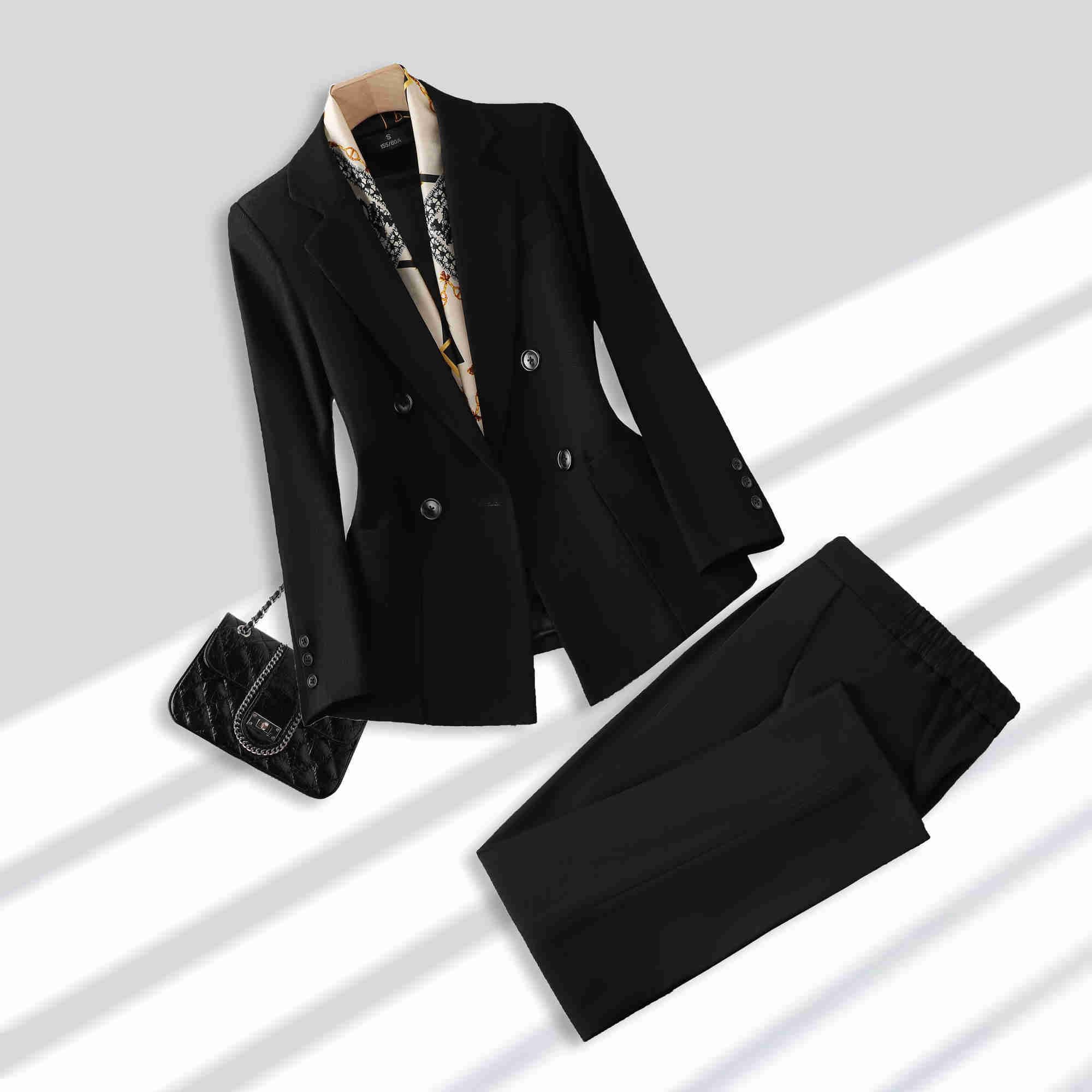 Czarny płaszcz+spodnie