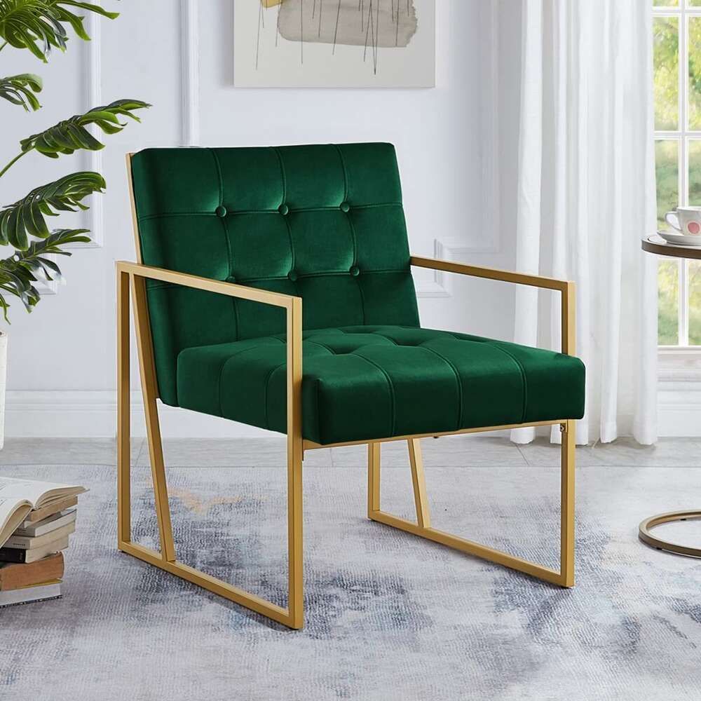 1)Jade velvet fabric-Accent Chair with