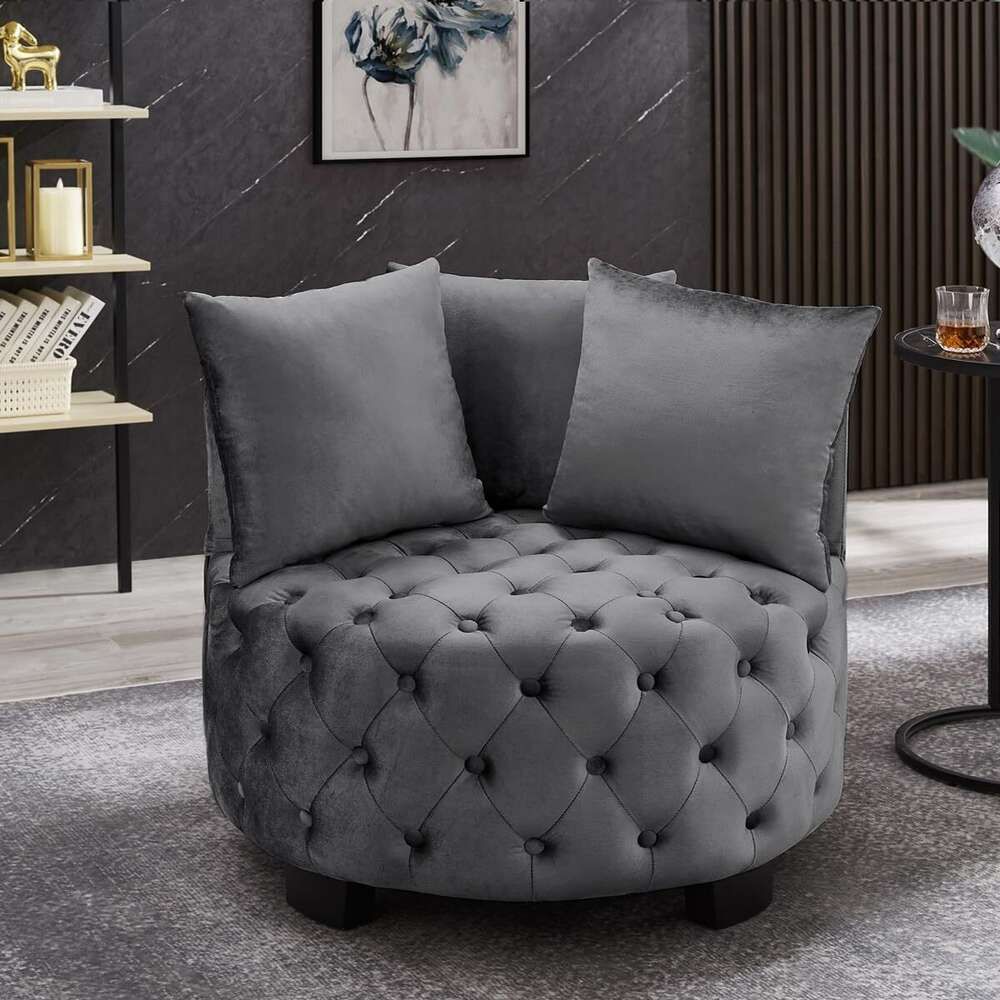 Dark Gray Round Accent Chair-Round