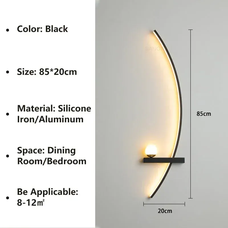 Stepleless Dimming (RC) Black Right 85 cm