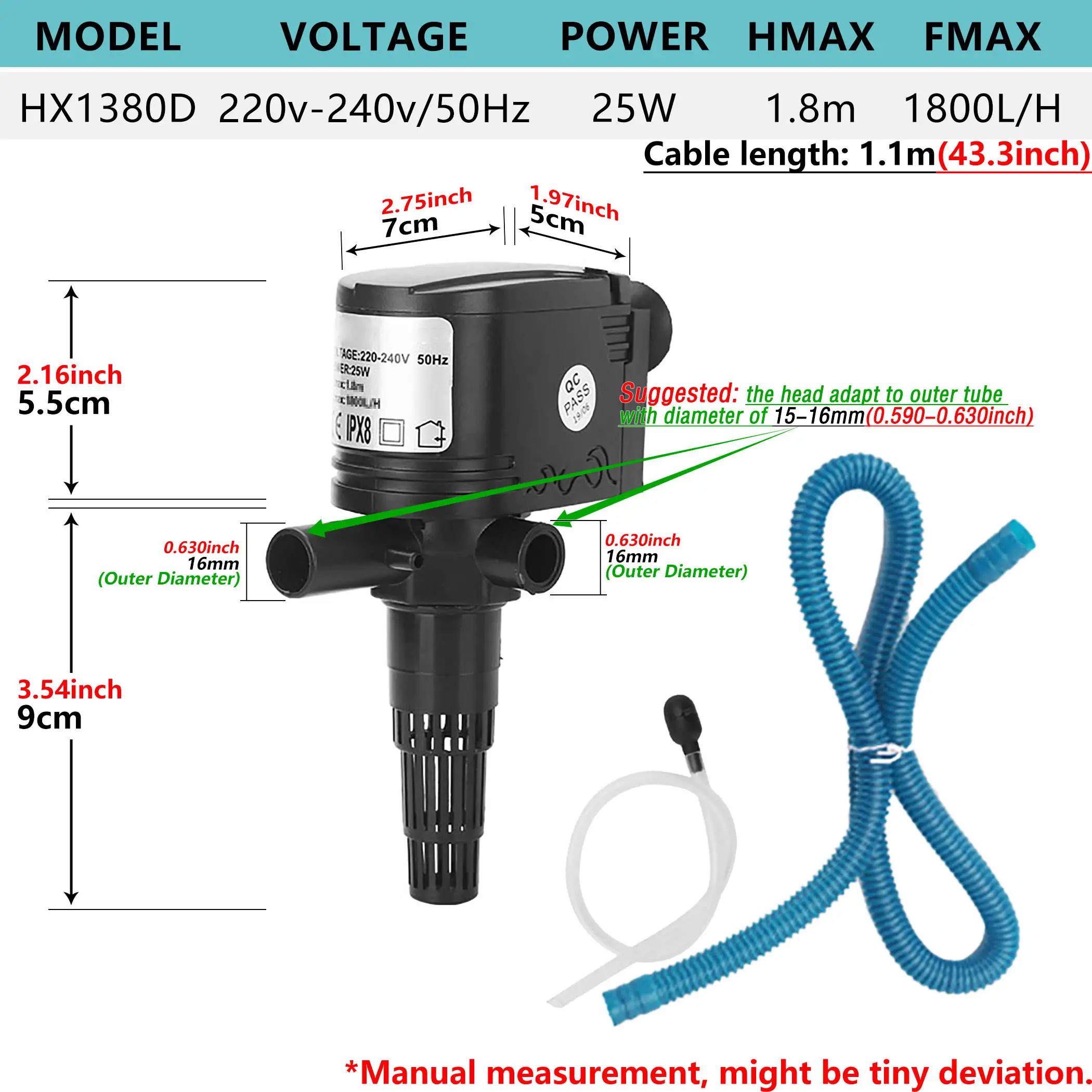 Kolor: 25 W HX1380DPOW: Wtyczka UE