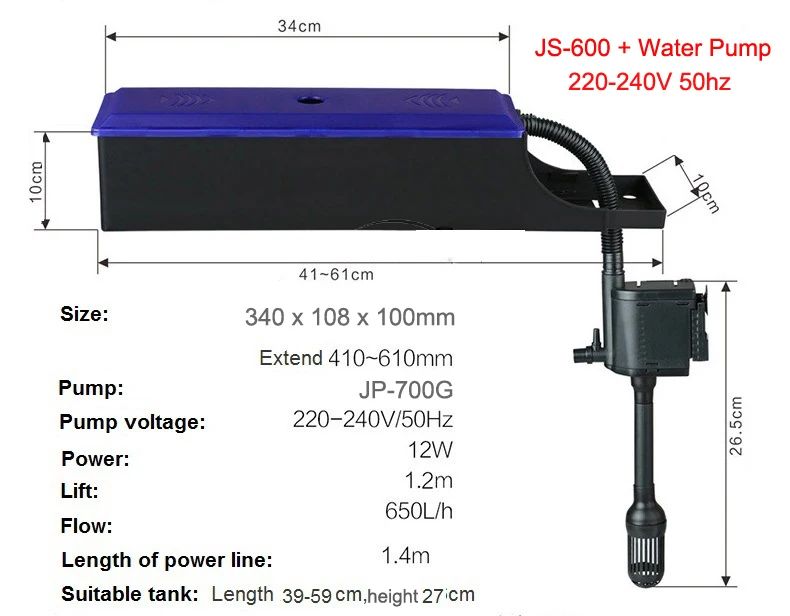 Color:JS600 with Pump 220VSize:Sunsun