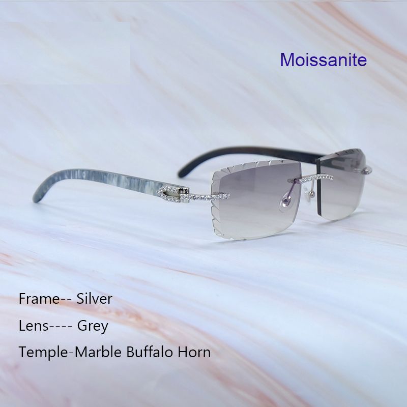 Moissanite marmor buffs silvergrå
