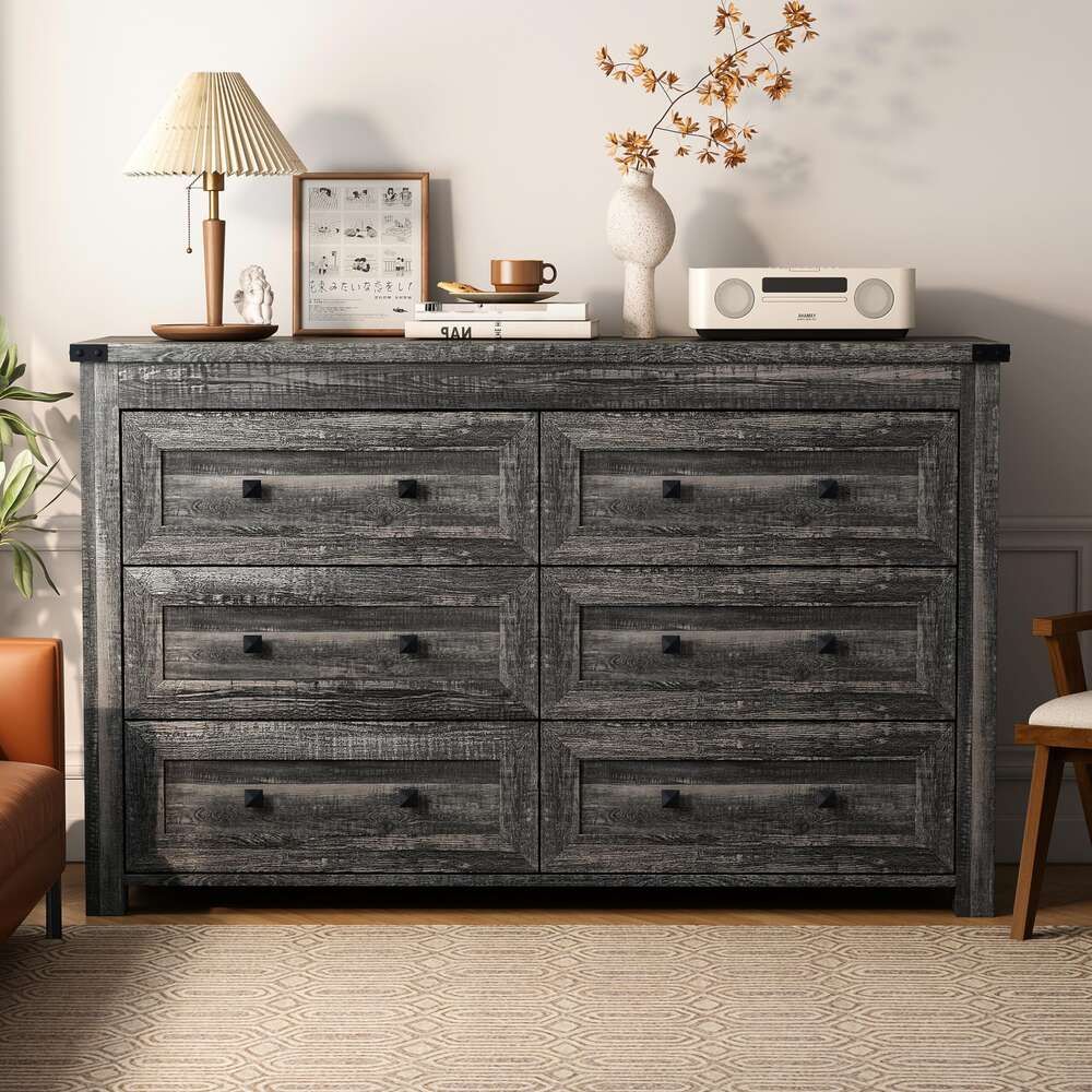 Dark Rustic Oak-Led 4 Drawer Dresser