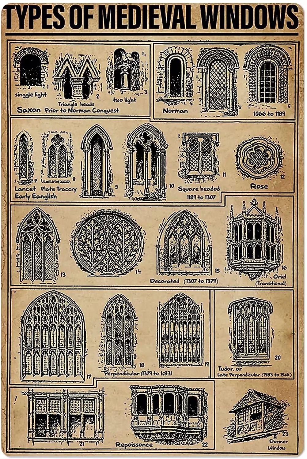 Medeltida Windows-40x30cm 12x16 tum