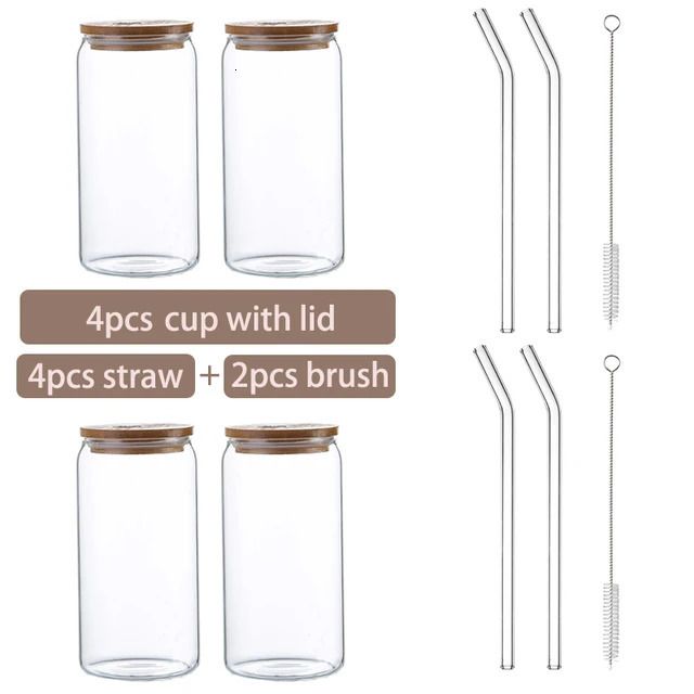 4pcs tasses couvercle paille-550ml