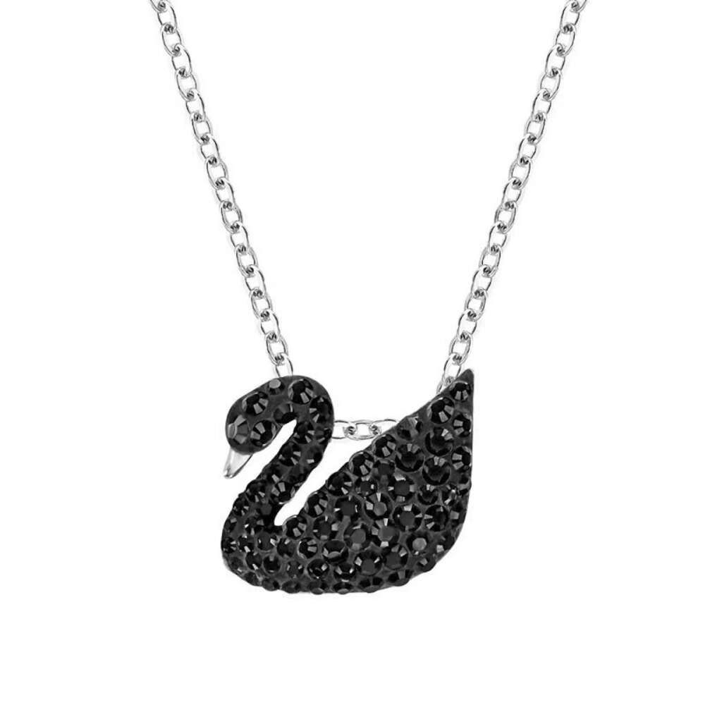 White Gold Black Swan Necklace (Small)