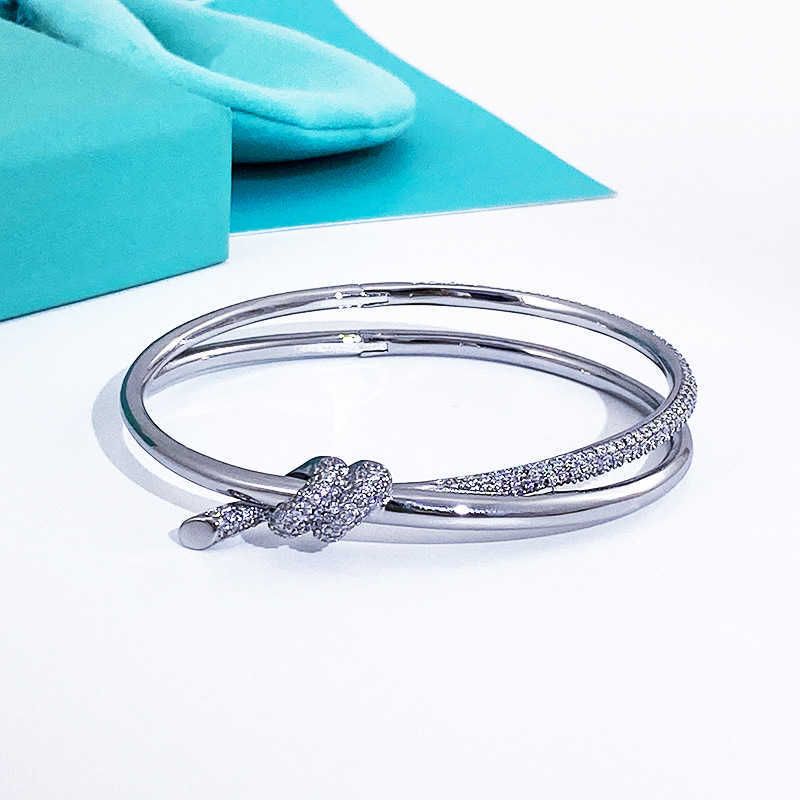 Silvery Diamond Double Ring Knot Brace