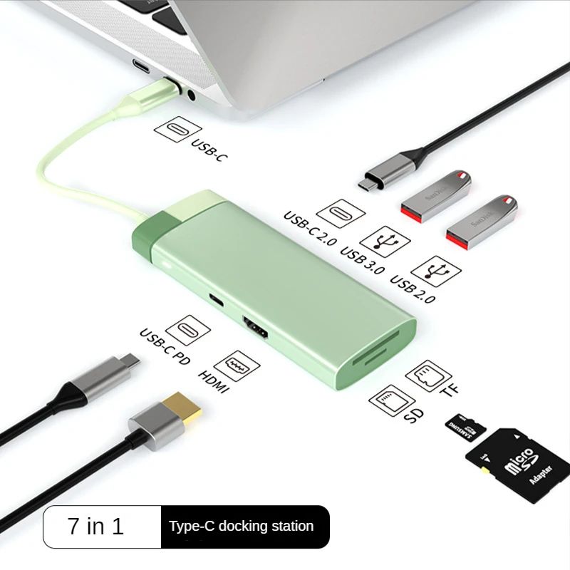 Kolor: 7 na 1 zielony USB C