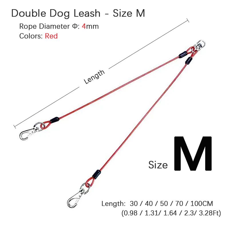 Color:2 Dog Leash Red M