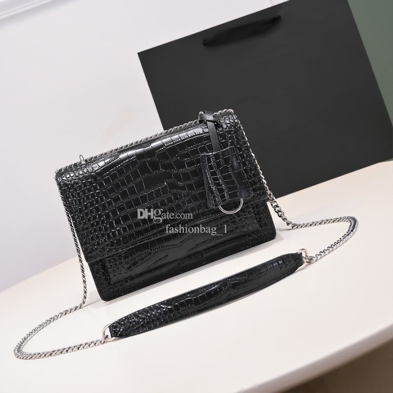 Silver Chain Black Bag