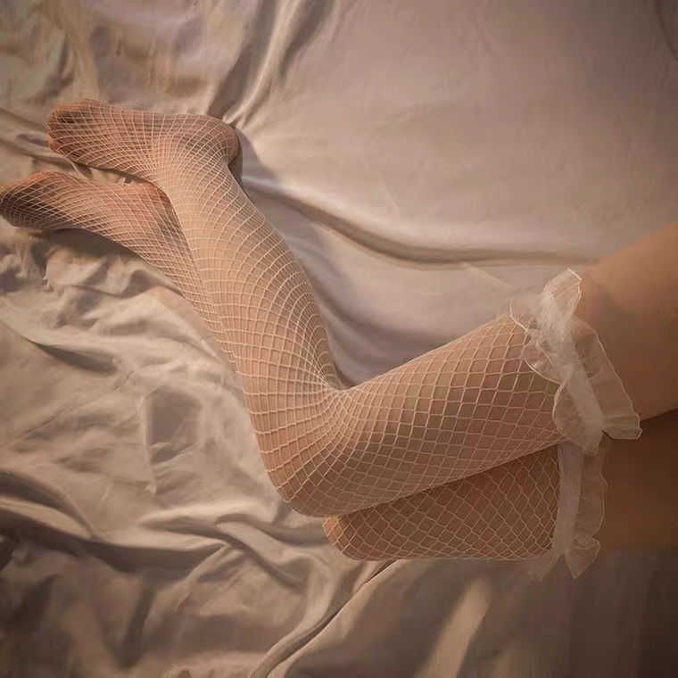 White Lace Net Socks