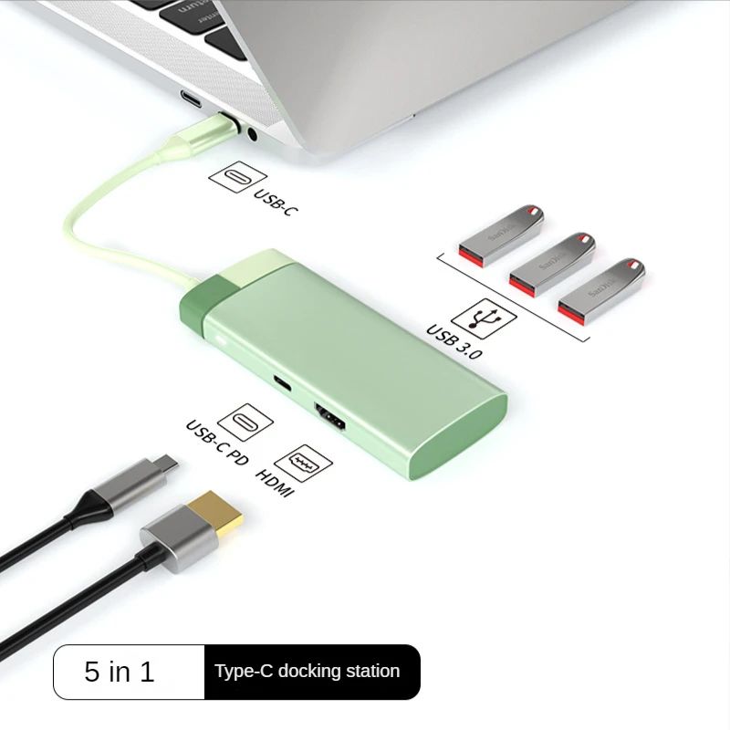 Kolor: 5 na 1 zielony USB C