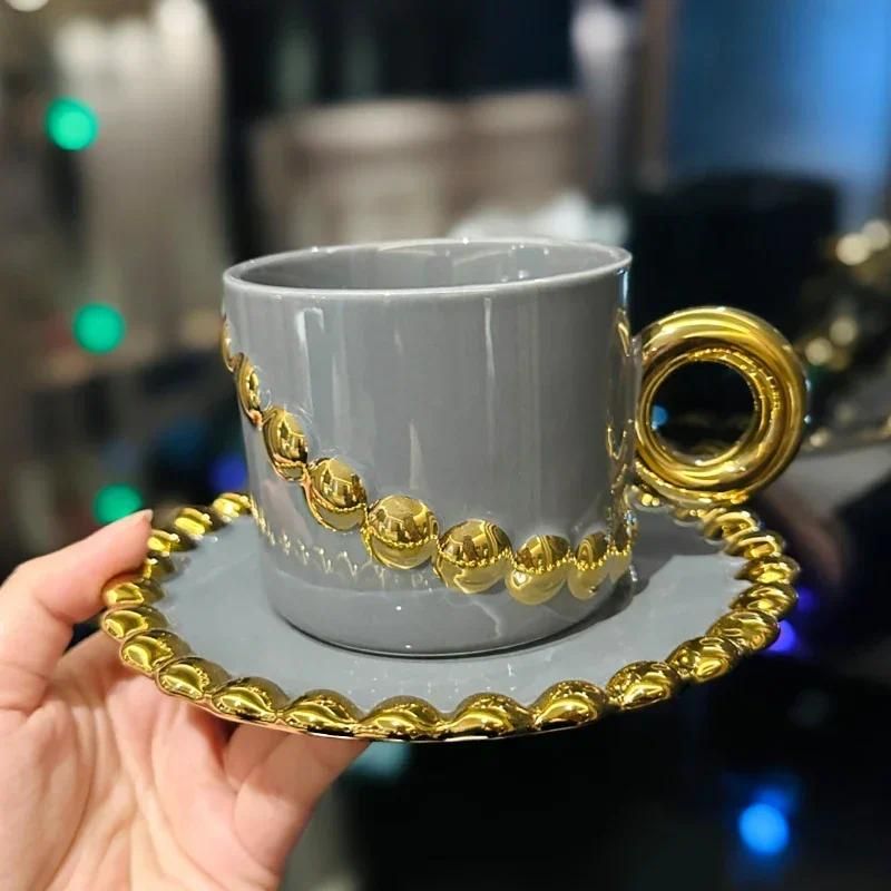 Gray cup and saucer